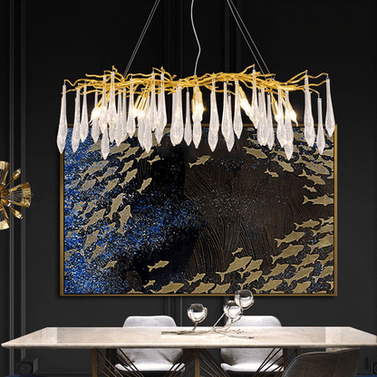 Agnes Aluminum Branch Crystal Chandelier For Dining Room - Lightings Menu