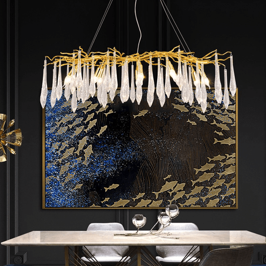 Agnes Aluminum Branch Crystal Chandelier For Dining Room - Lightings Menu