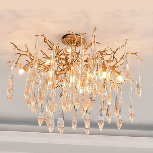Agnes Brass Branch Crystal Ceiling Light - Lightings Menu