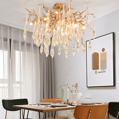 Agnes Brass Branch Crystal Ceiling Light - Lightings Menu