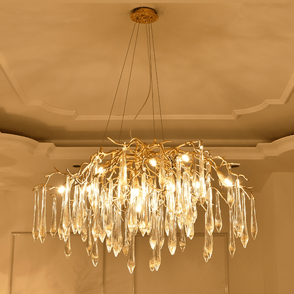 Agnes Brass Branch Crystal Chandelier - Lightings Menu