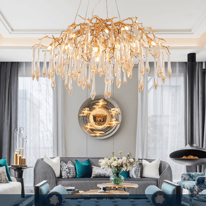 Agnes Brass Branch Crystal Chandelier - Lightings Menu