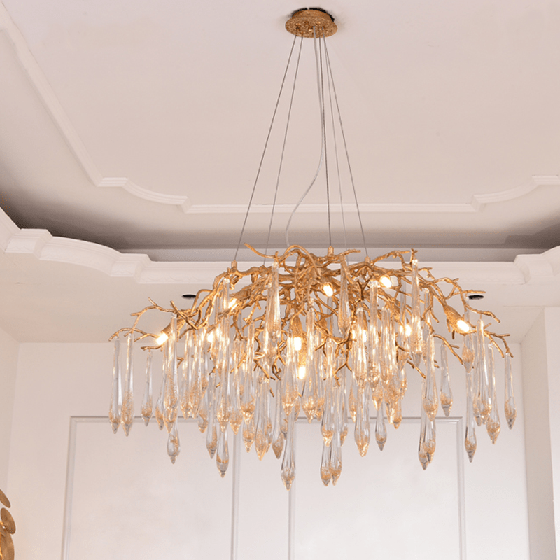 Agnes Brass Branch Crystal Chandelier - Lightings Menu