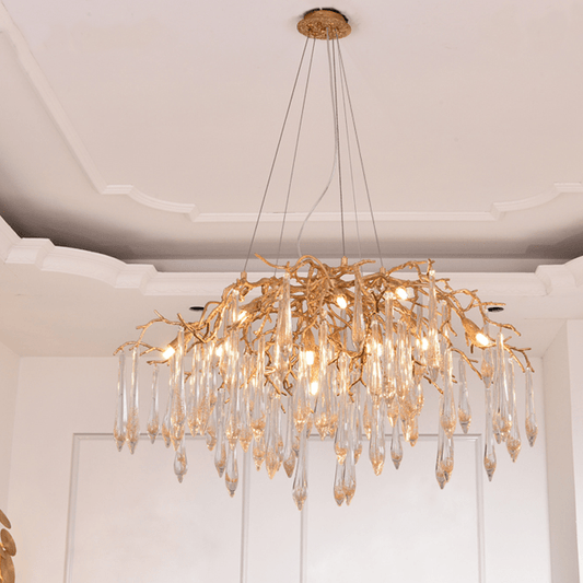 Agnes Brass Branch Crystal Chandelier - Lightings Menu