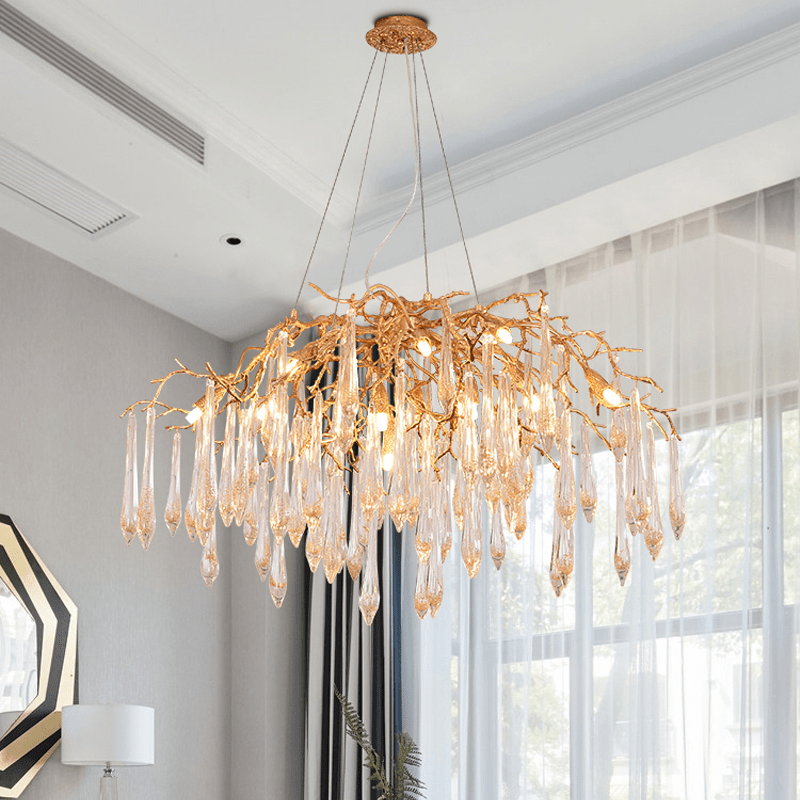 Agnes Brass Branch Crystal Chandelier - Lightings Menu