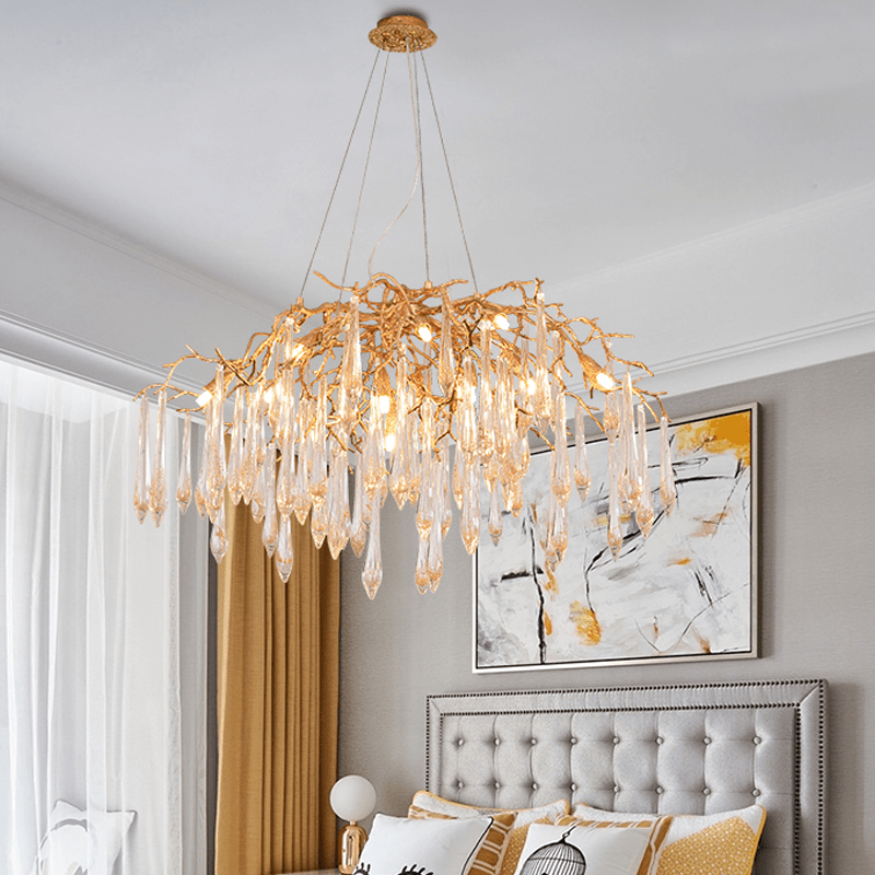 Agnes Brass Branch Crystal Chandelier - Lightings Menu