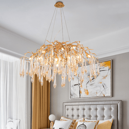 Agnes Brass Branch Crystal Chandelier - Lightings Menu