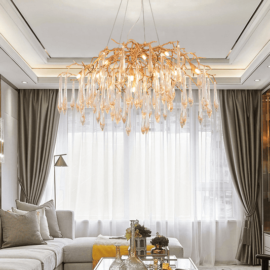 Agnes Brass Branch Crystal Chandelier - Lightings Menu