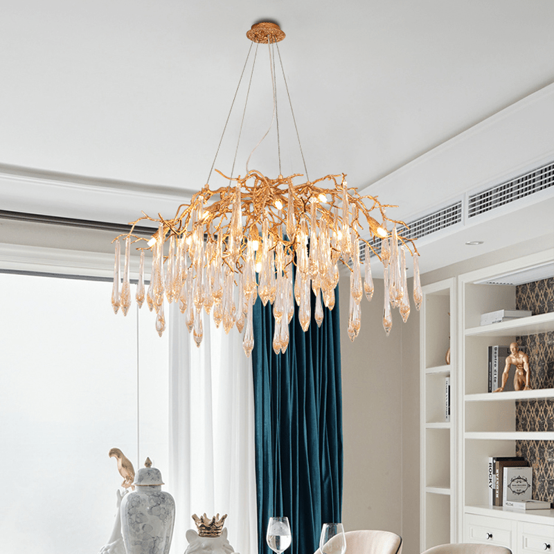 Agnes Brass Branch Crystal Chandelier - Lightings Menu