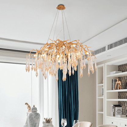 Agnes Brass Branch Crystal Chandelier - Lightings Menu