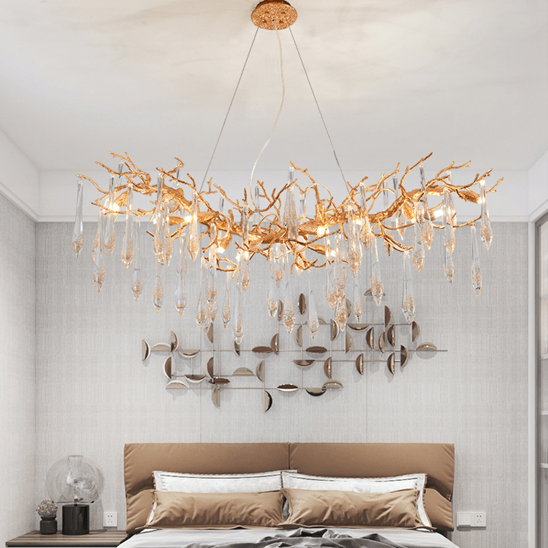Agnes Brass Branch Crystal Chandelier For Dining Room - Lightings Menu