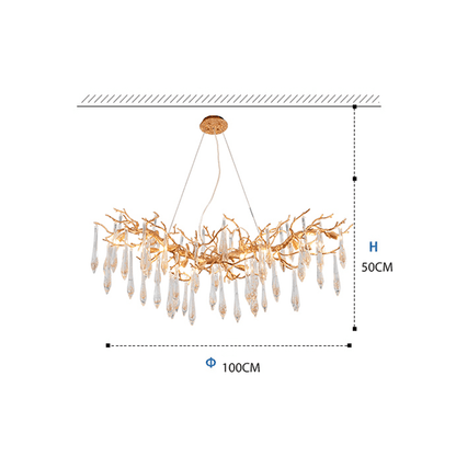 Agnes Brass Branch Crystal Chandelier For Dining Room - Lightings Menu
