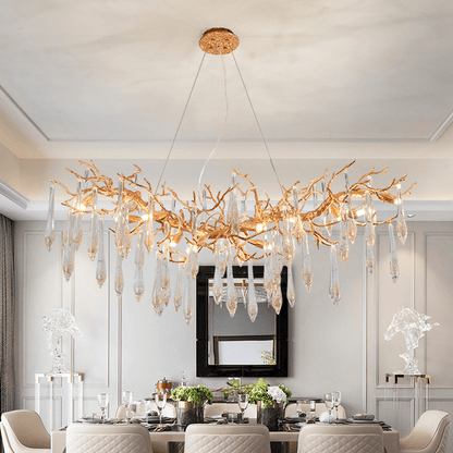 Agnes Brass Branch Crystal Chandelier For Dining Room - Lightings Menu