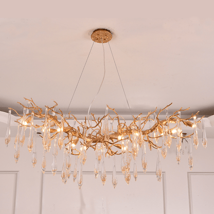 Agnes Brass Branch Crystal Chandelier For Dining Room - Lightings Menu