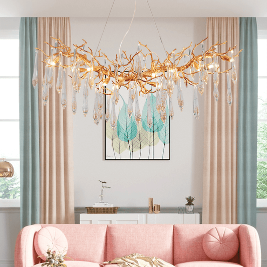 Agnes Brass Branch Crystal Chandelier For Dining Room - Lightings Menu