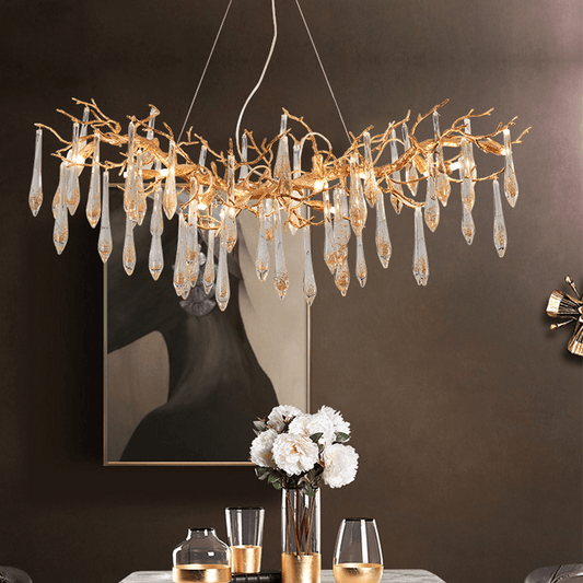 Agnes Brass Branch Crystal Chandelier For Dining Room - Lightings Menu