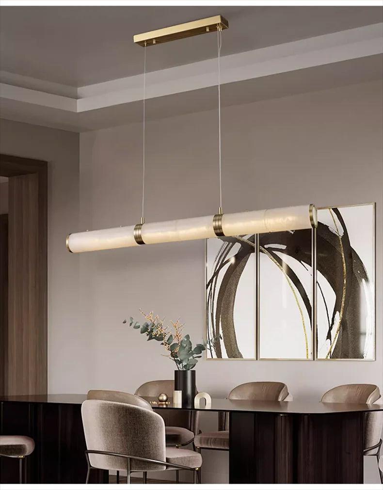 Alabaster Anne Art Linear Chandelier - Lightings Menu