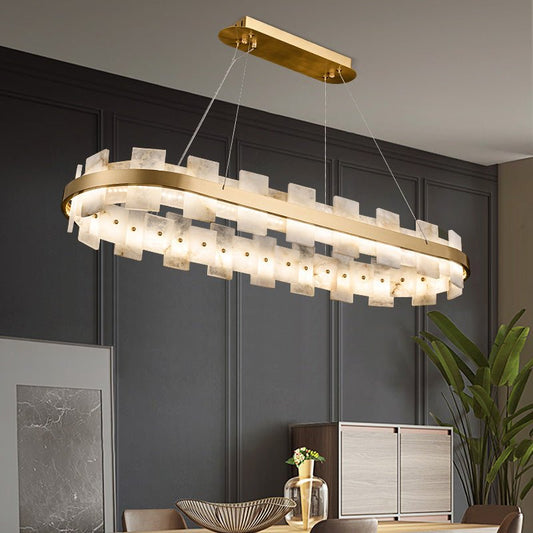 Alabaster Glo Modern Oval Chandelier - Lightings Menu