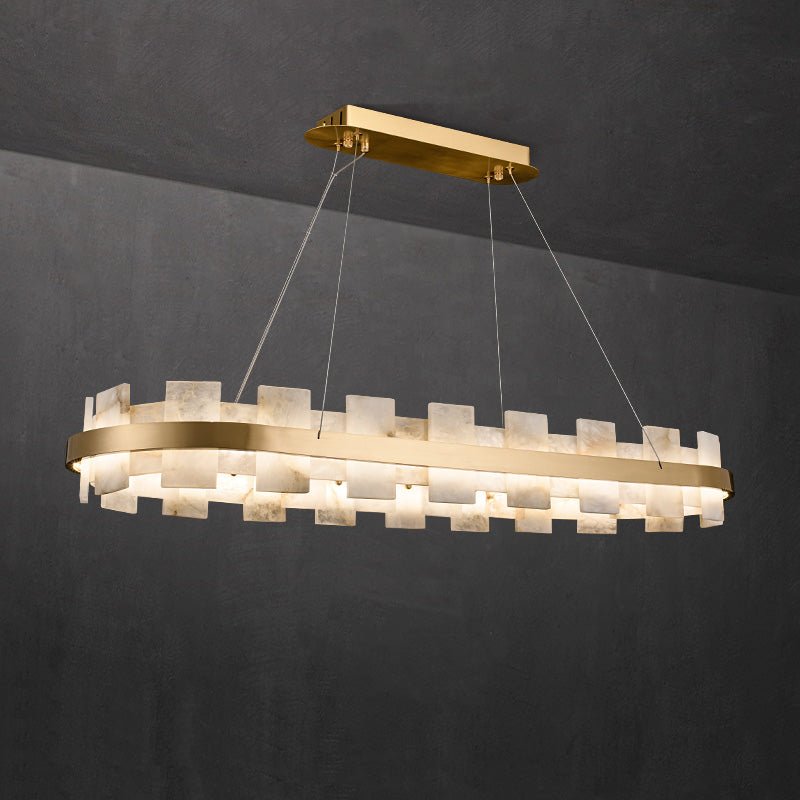 Alabaster Glo Modern Oval Chandelier - Lightings Menu