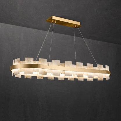 Alabaster Glo Modern Oval Chandelier - Lightings Menu