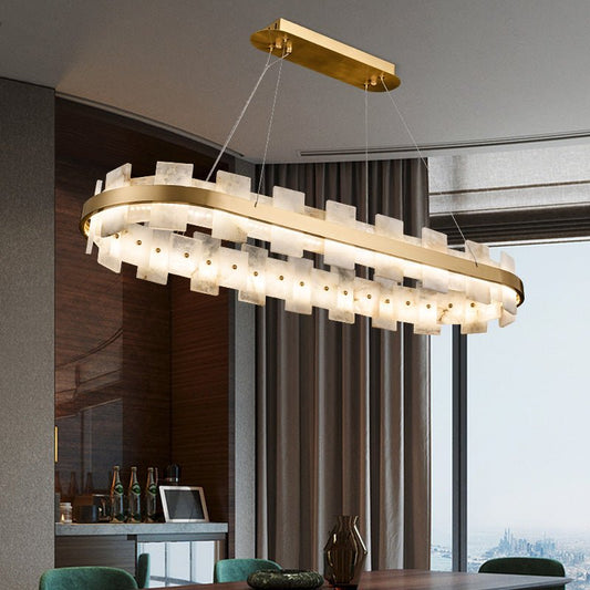 Alabaster Glo Modern Oval Chandelier - Lightings Menu