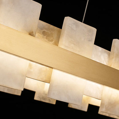 Alabaster Glo Modern Oval Chandelier - Lightings Menu