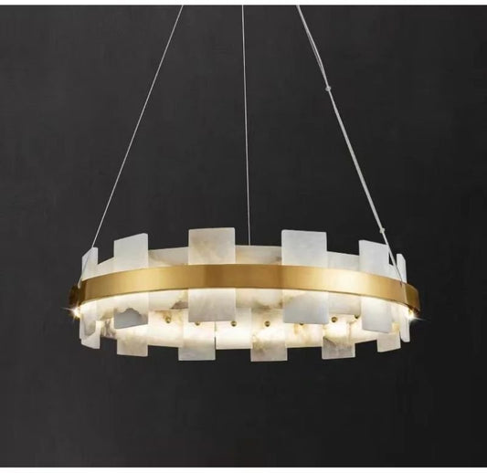 Alabaster Glo Modern Round Chandelier - Lightings Menu
