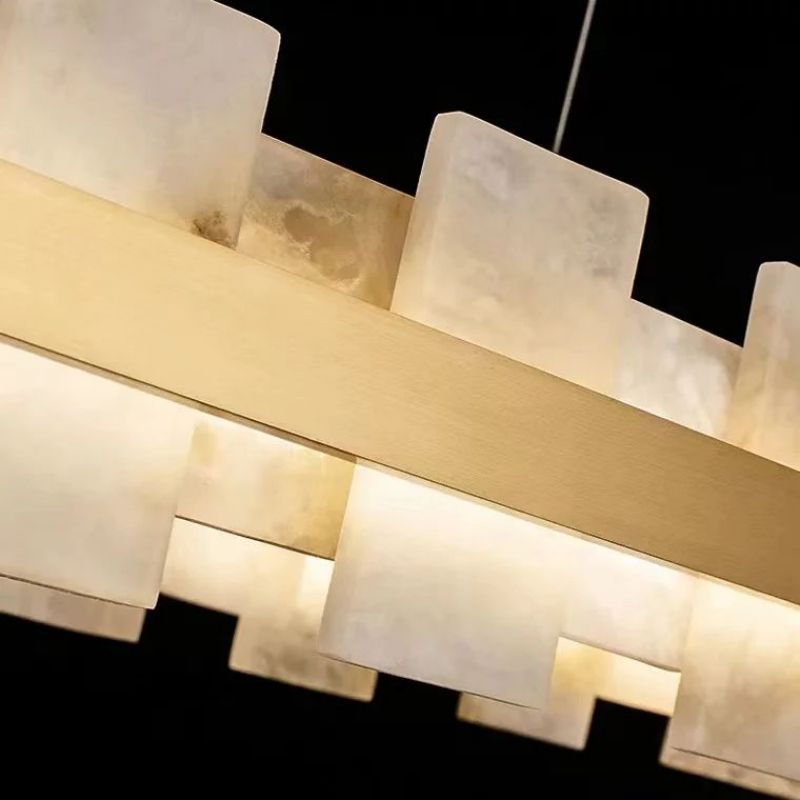 Alabaster Glo Modern Round Chandelier - Lightings Menu