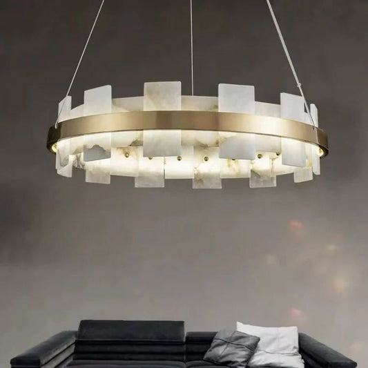 Alabaster Glo Modern Round Chandelier - Lightings Menu