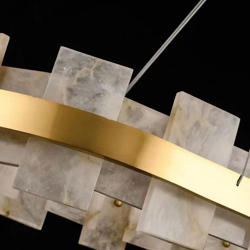 Alabaster Glo Modern Round Chandelier - Lightings Menu