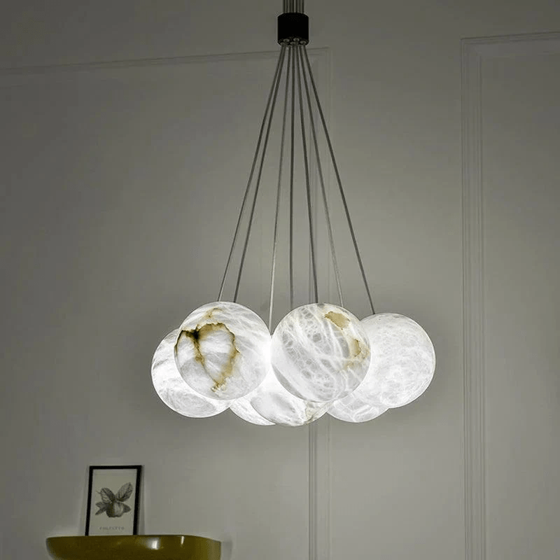 Alabaster Globe Art Pendant Chandelier - Lightings Menu