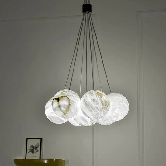 Alabaster Globe Art Pendant Chandelier - Lightings Menu