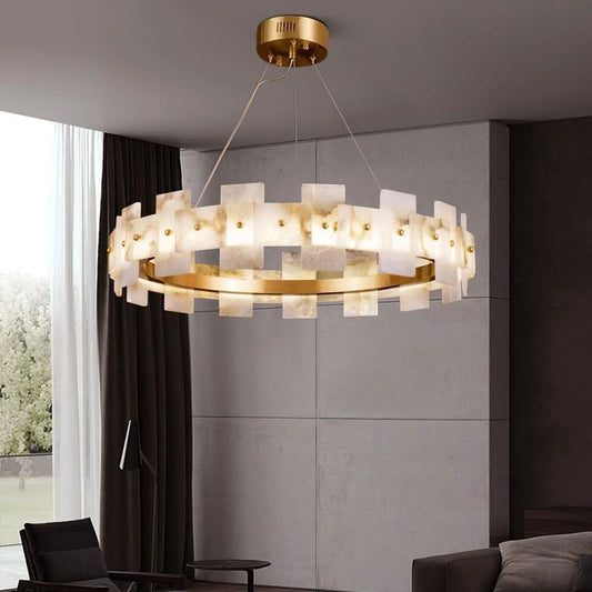 Alabaster Halo Chandelier - Lightings Menu