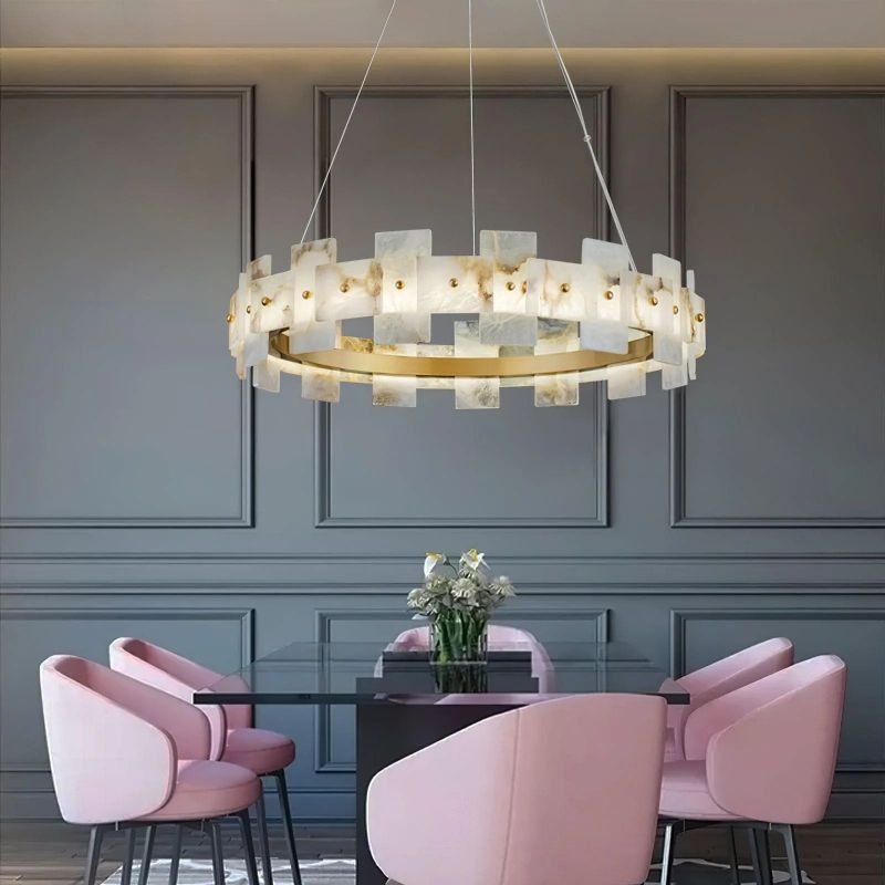 Alabaster Halo Chandelier - Lightings Menu