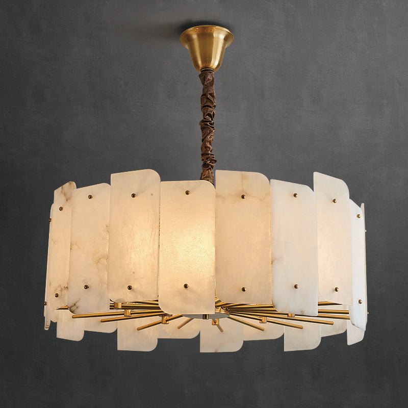 Alabaster Lorry Round Chandelier 20" 31" - Lightings Menu