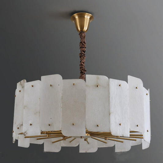 Alabaster Lorry Round Chandelier 20" 31" - Lightings Menu
