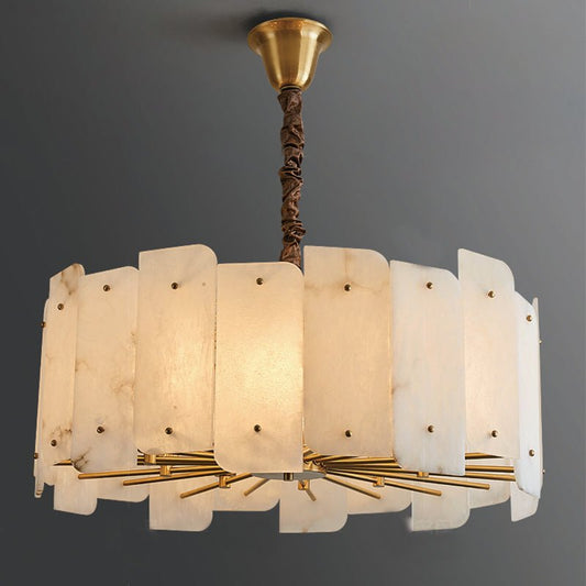 Alabaster Lorry Round Chandelier 20" 31" - Lightings Menu