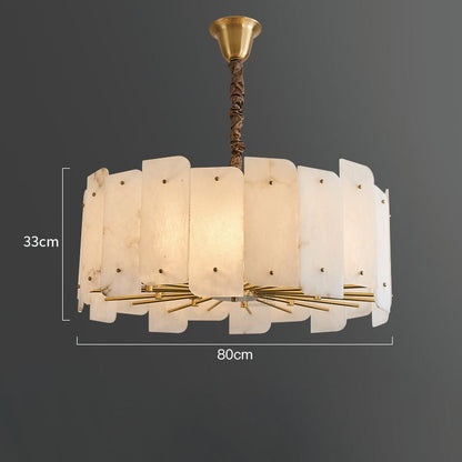 Alabaster Lorry Round Chandelier 20" 31" - Lightings Menu