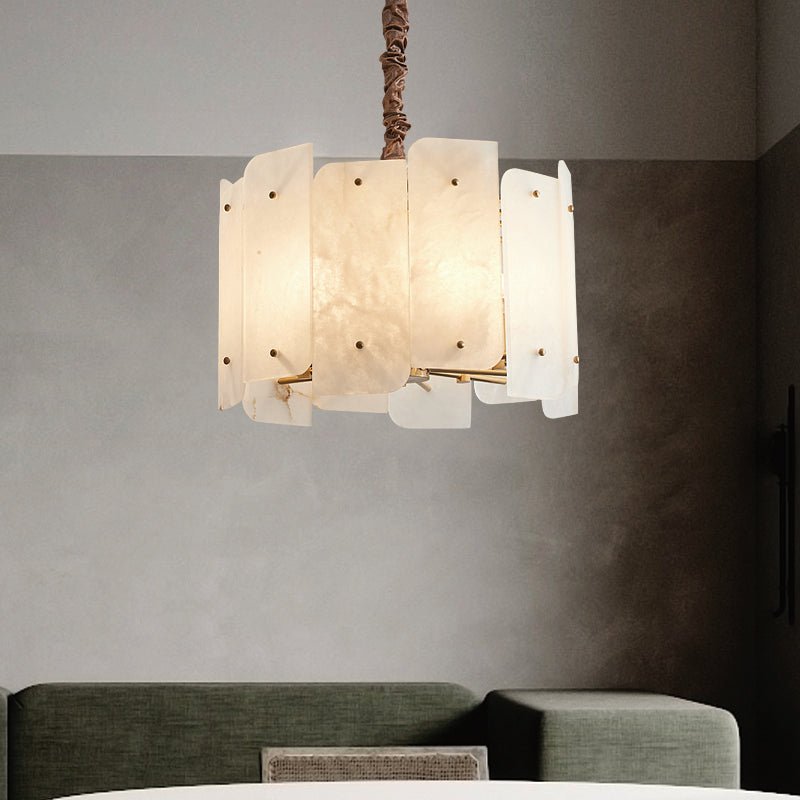 Alabaster Lorry Round Chandelier 20" 31" - Lightings Menu