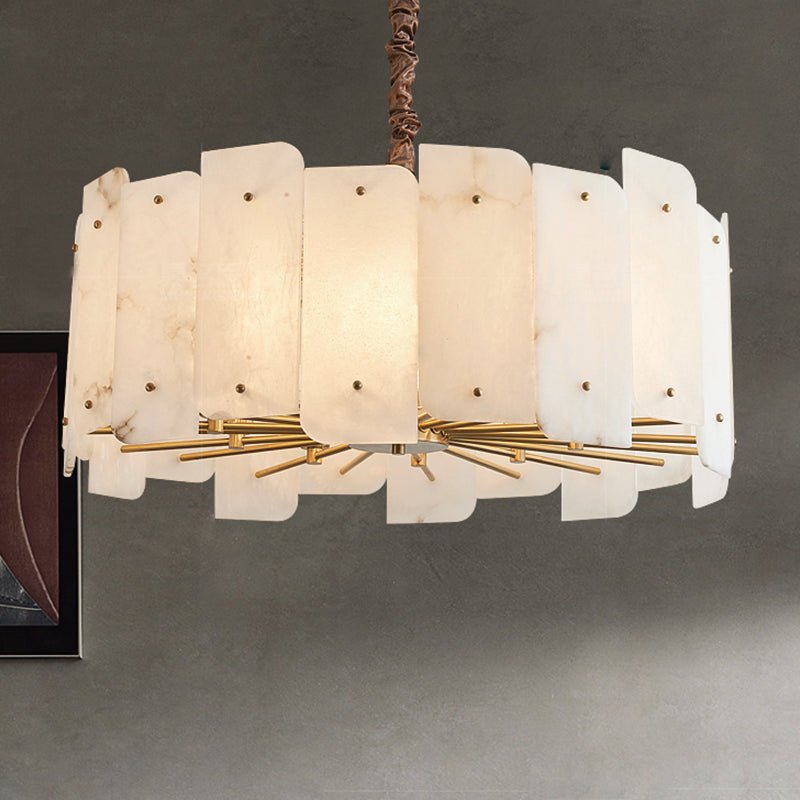 Alabaster Lorry Round Chandelier 20" 31" - Lightings Menu
