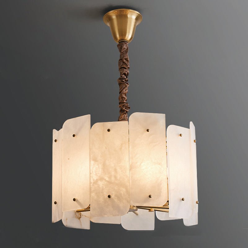 Alabaster Lorry Round Chandelier 20" 31" - Lightings Menu