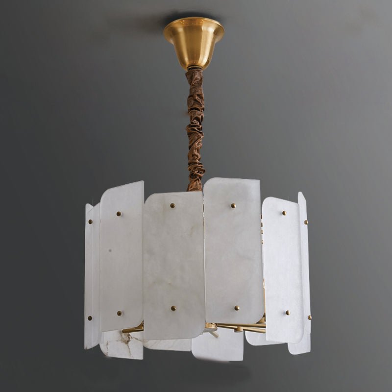 Alabaster Lorry Round Chandelier 20" 31" - Lightings Menu