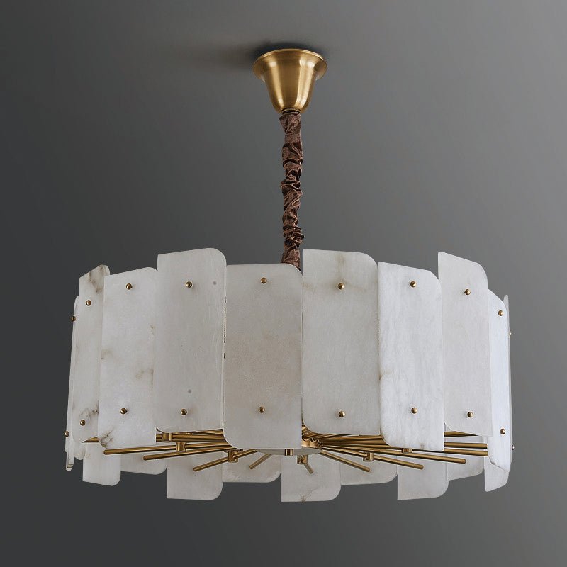 Alabaster Lorry Round Chandelier 20" 31" - Lightings Menu
