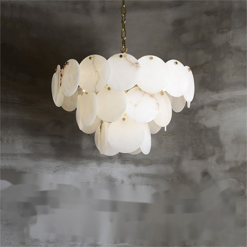 Alabaster Magnolia Multi - Tiered Round Chandelier - Lightings Menu