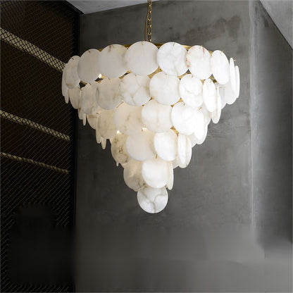 Alabaster Magnolia Multi - Tiered Round Chandelier - Lightings Menu
