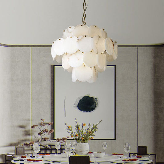 Alabaster Magnolia Multi - Tiered Round Chandelier - Lightings Menu