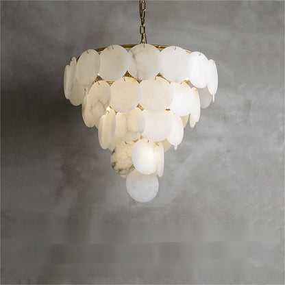 Alabaster Magnolia Multi - Tiered Round Chandelier - Lightings Menu