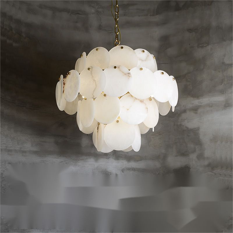 Alabaster Magnolia Multi - Tiered Round Chandelier - Lightings Menu