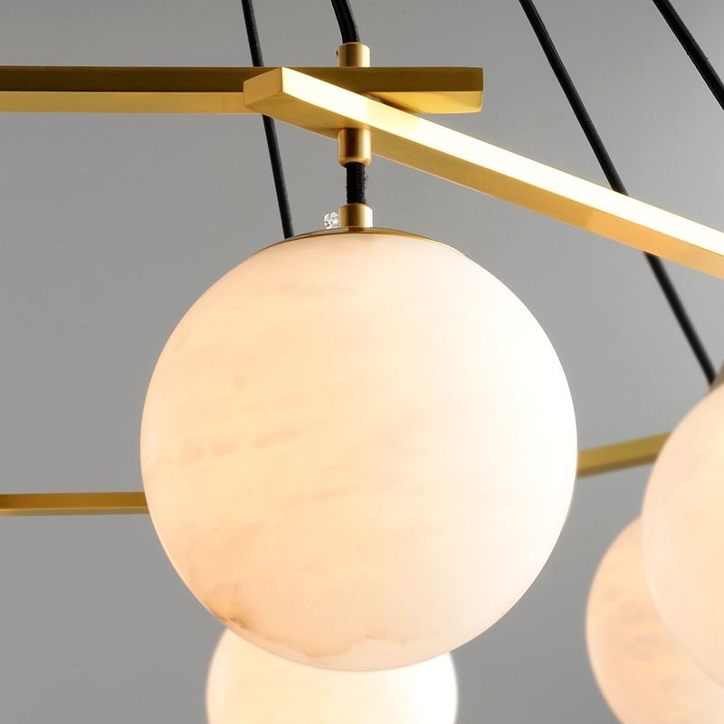 Alabaster Modern Round Ball Chandelier - Lightings Menu