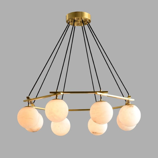 Alabaster Modern Round Ball Chandelier - Lightings Menu